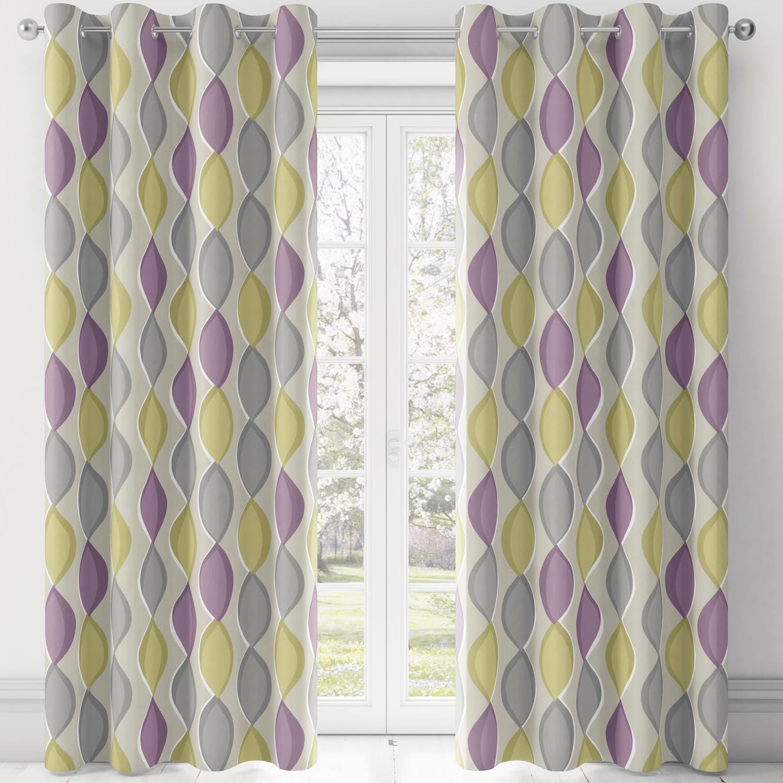 Pink Eyelet Curtains Blush Heather Ready Made Ring Top Curtain Pairs eBay