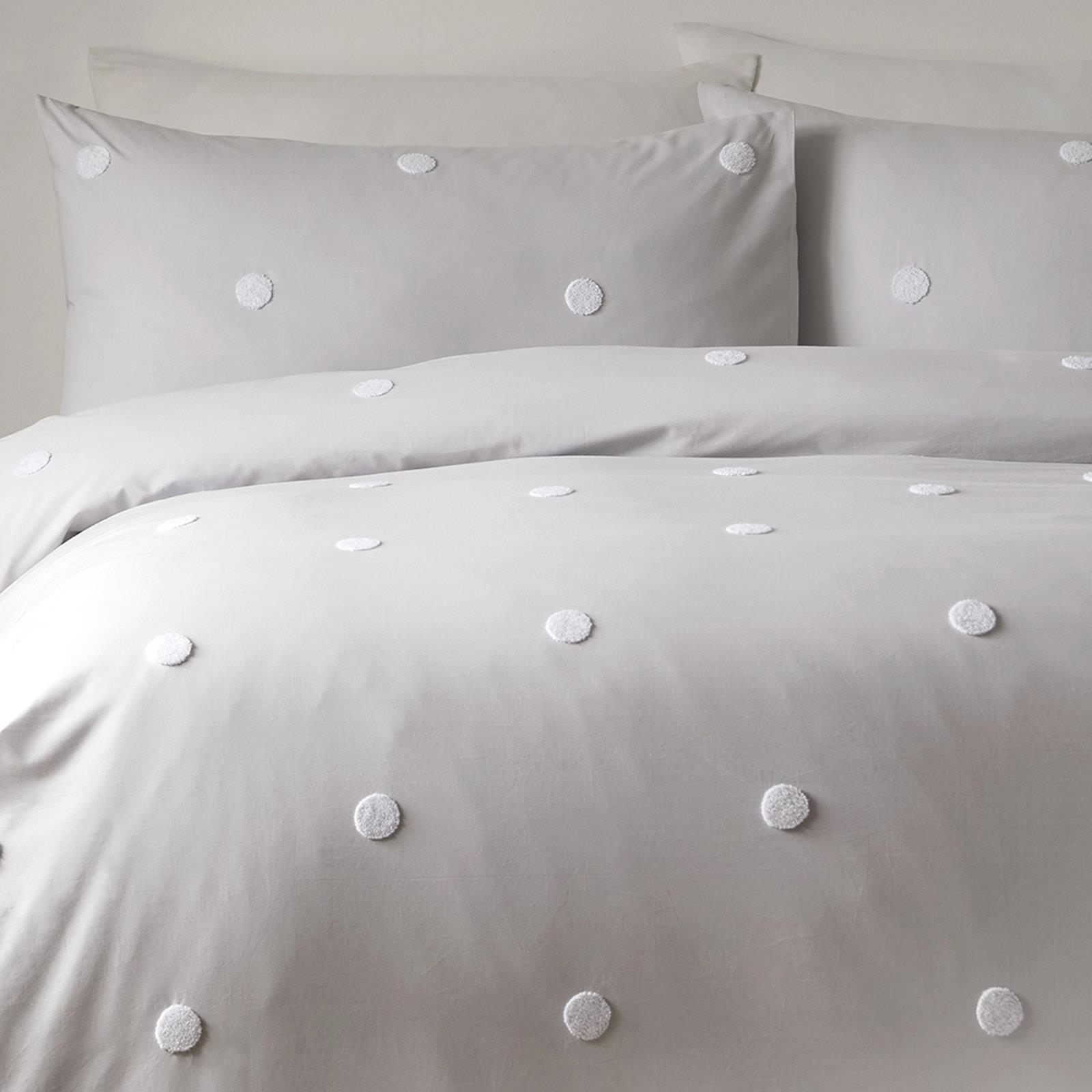 Grey Duvet Covers Tufted Spots 100 Cotton Textured Quilt Cover Bedding