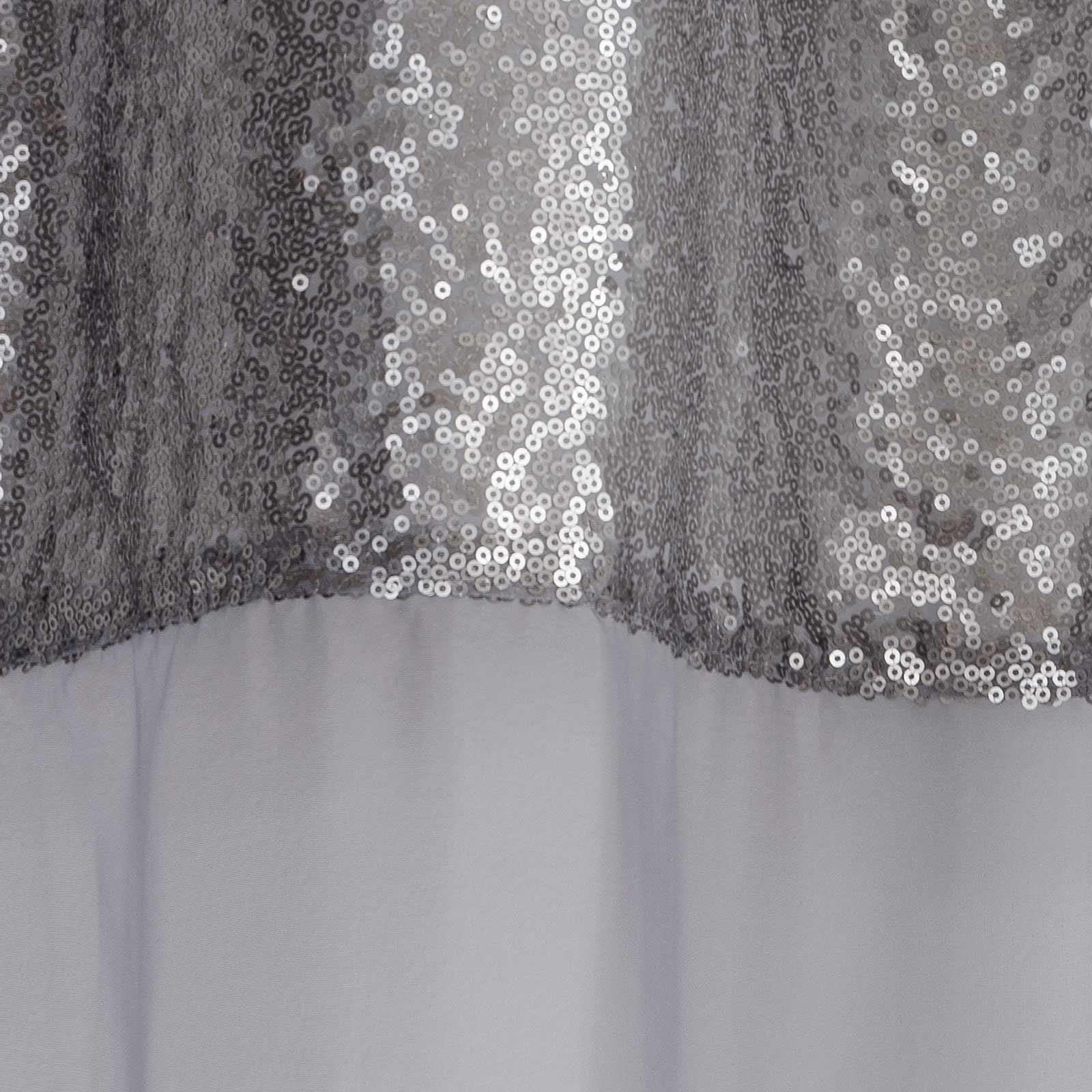 Grey Voile Panel Sequin Sparkle Bling Sheer Silver Eyelet Curtains