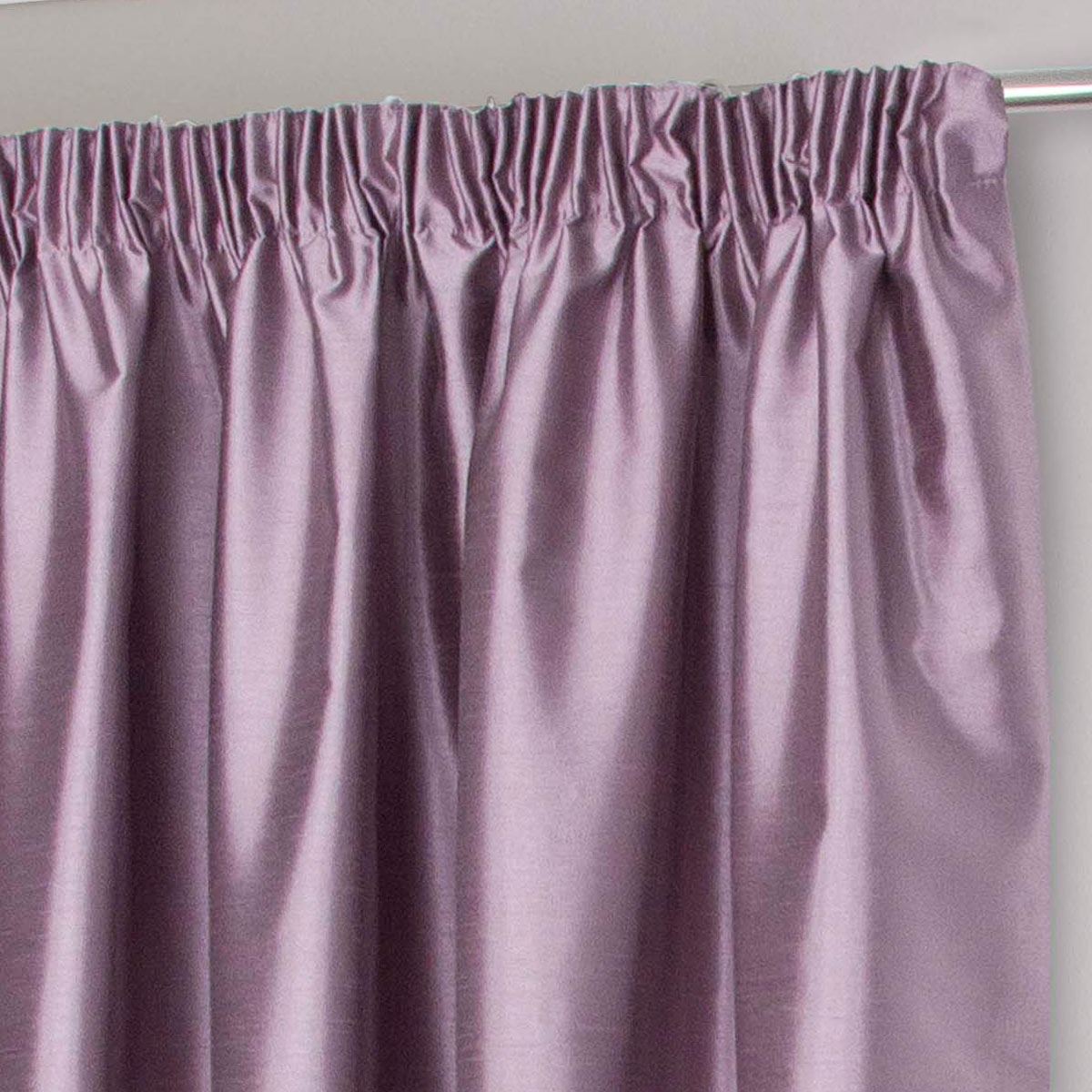 Lilac Tape Top Curtains Purple Faux Silk Readymade 3 Pencil Pleat