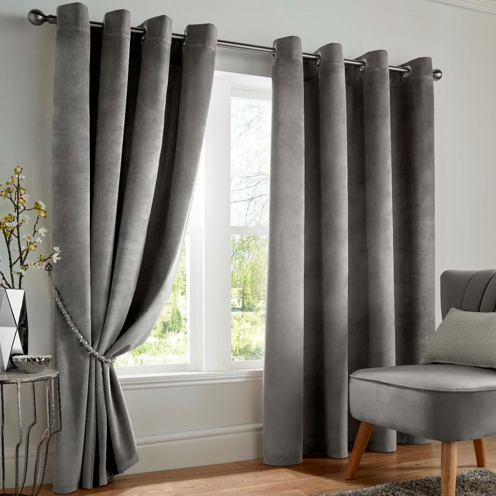 Curtains Pelmets Thermal Blackout Curtains Ready Made Silver