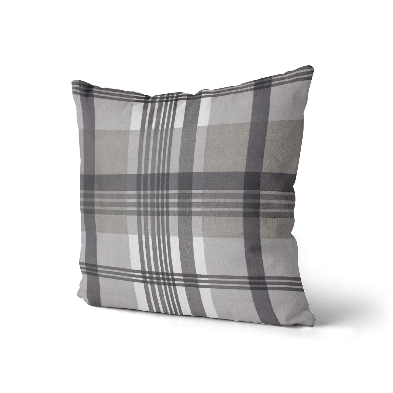 Tartan Cushion Covers Red Grey Modern Check Reversible Cushions Cover