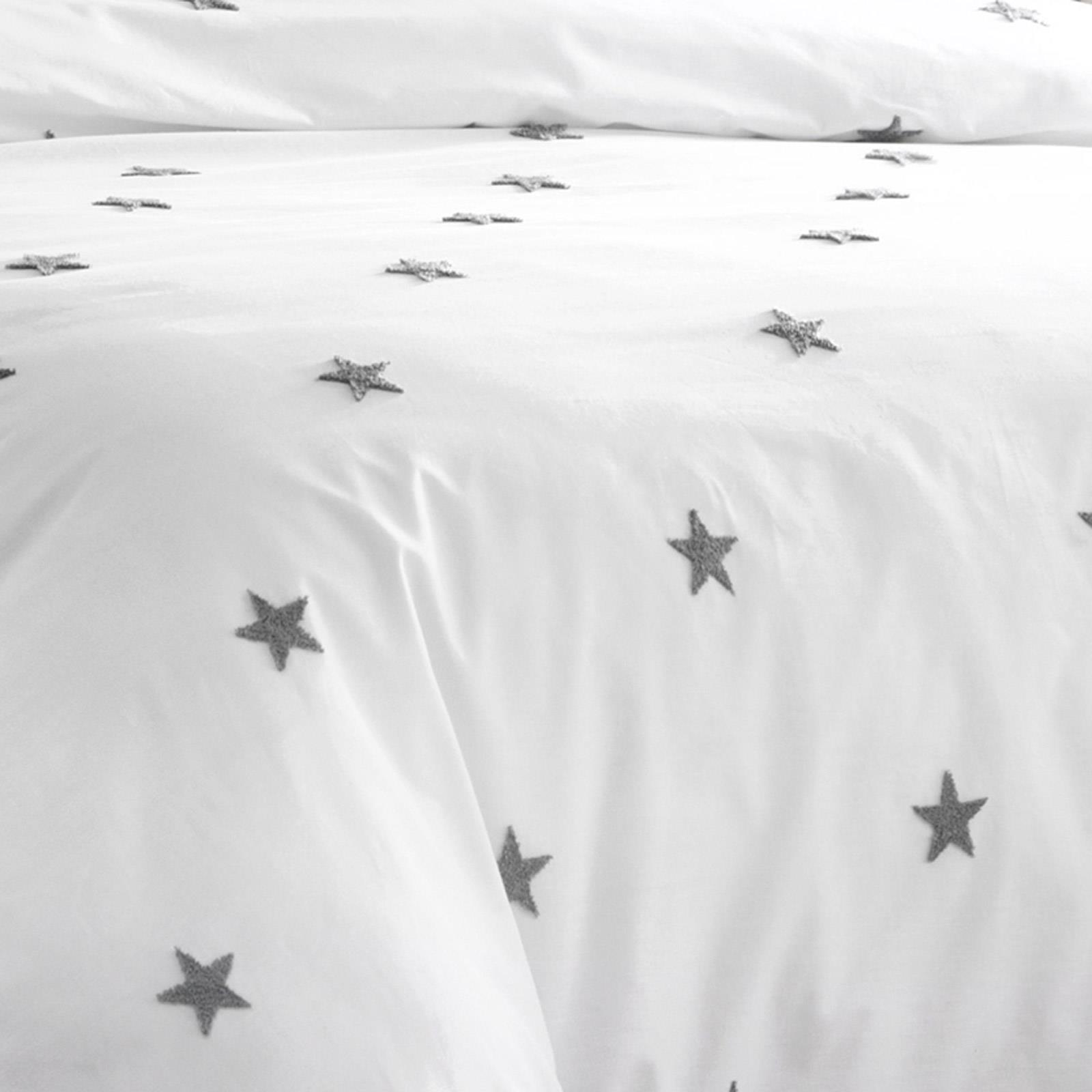 Grey Duvet Covers Tufted Star Textured 100 Cotton White Quilt Cover