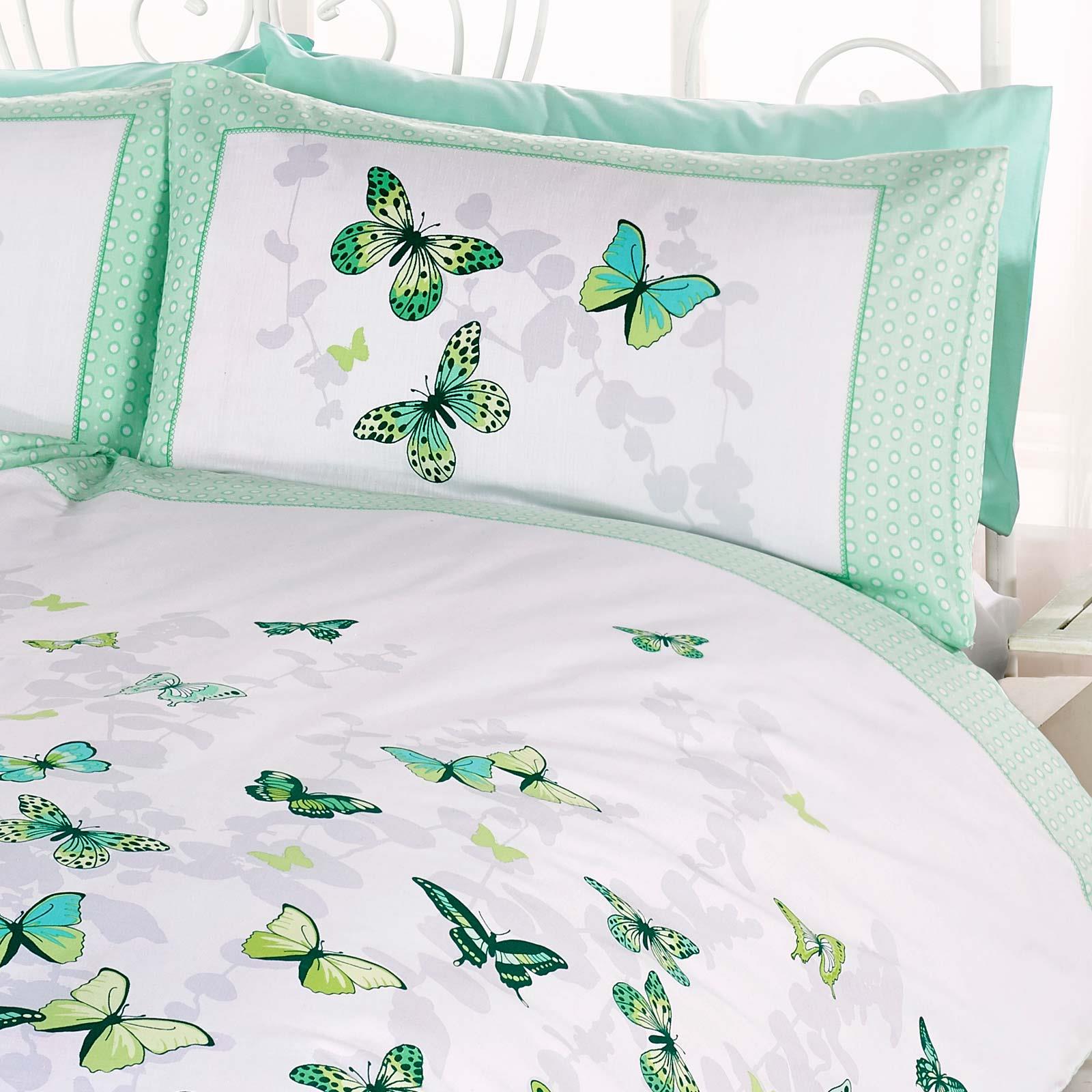 Butterflies Duvet Covers Flutter Floral Butterfly Reversible Bedding Quilt Sets eBay