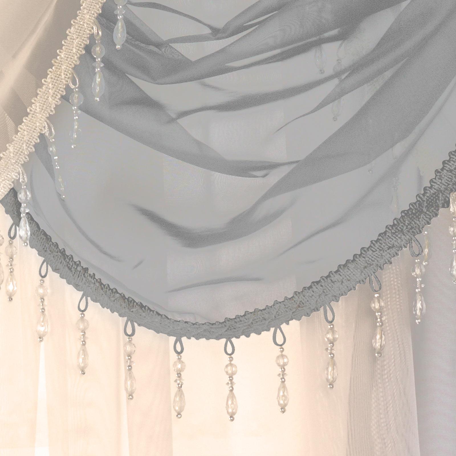 Beaded Voile Swags Plain Crystal Gem Trim Bling Beads Valance Pelmet