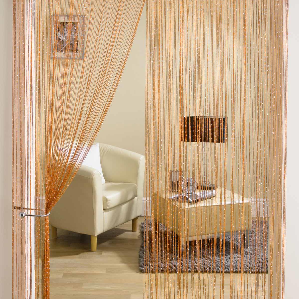 Glam String Door Curtain Panel Glitter Bling Voile Panel Cut to Size 35