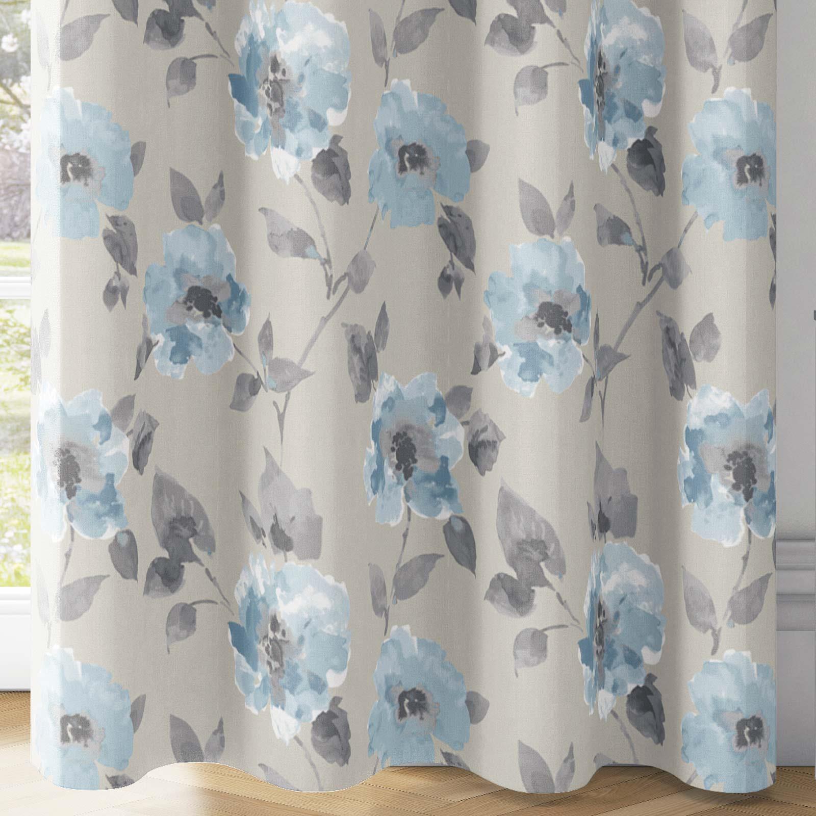 Home Furniture Diy Blue Eyelet Curtains Duck Egg Floral