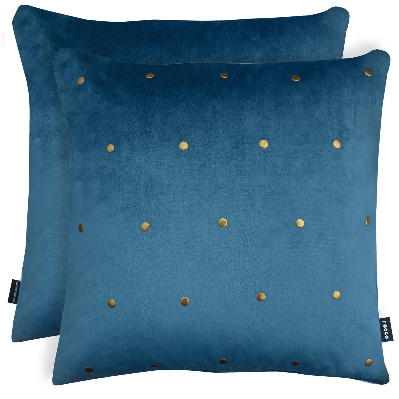 Velvet Filled Cushion Rocco Kensington Luxury Studded Throw Cushions 17/" x 17/"