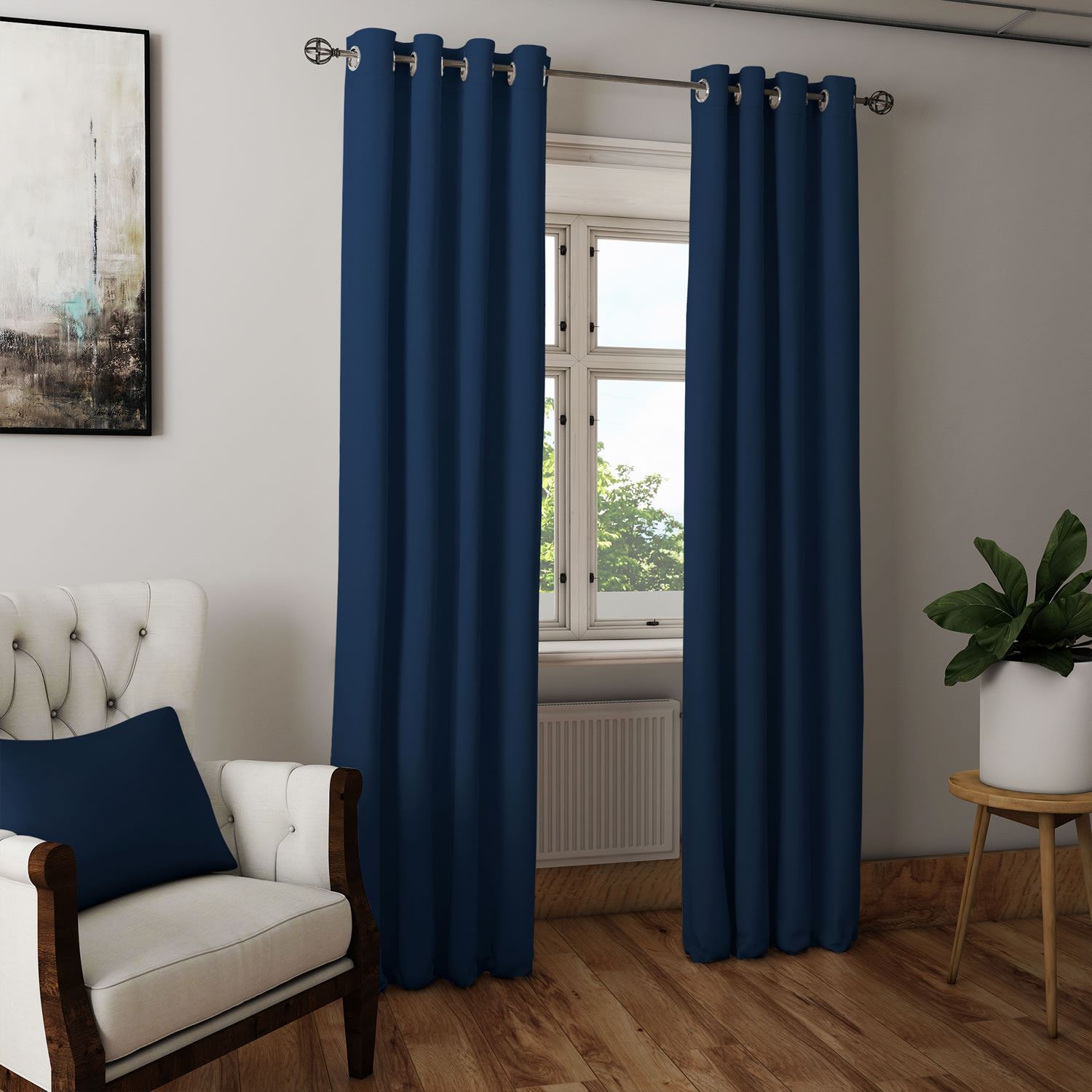 Navy Blue Curtains Blockout Thermal Eyelet Curtain Ready Made Ring Top