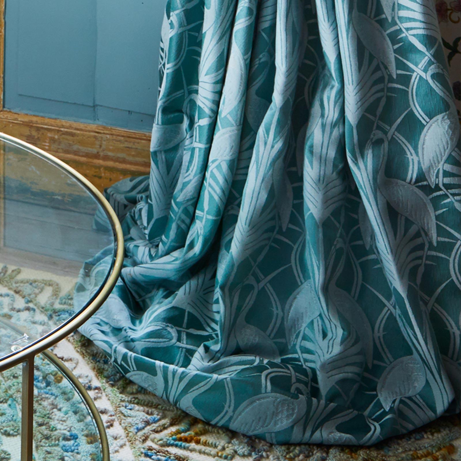 The Chateau Angel Strawbridge Teal Curtains Deco Heron Tape Top Ready