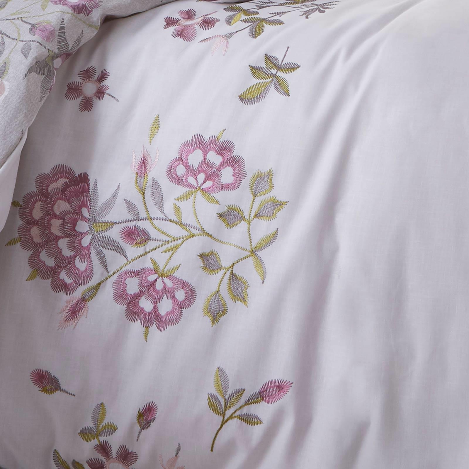 Purple Duvet Covers Floral Embroidered White Vintage Quilt Cover