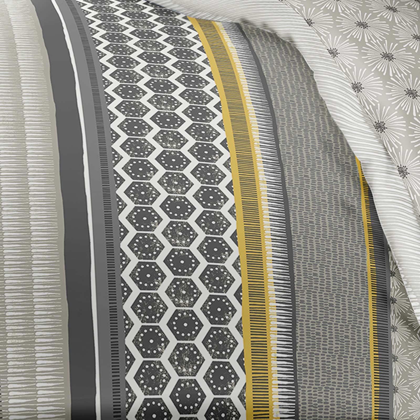 Ochre Duvet Covers Geometric Reversible Modern Grey Quilt Cover Bedding
