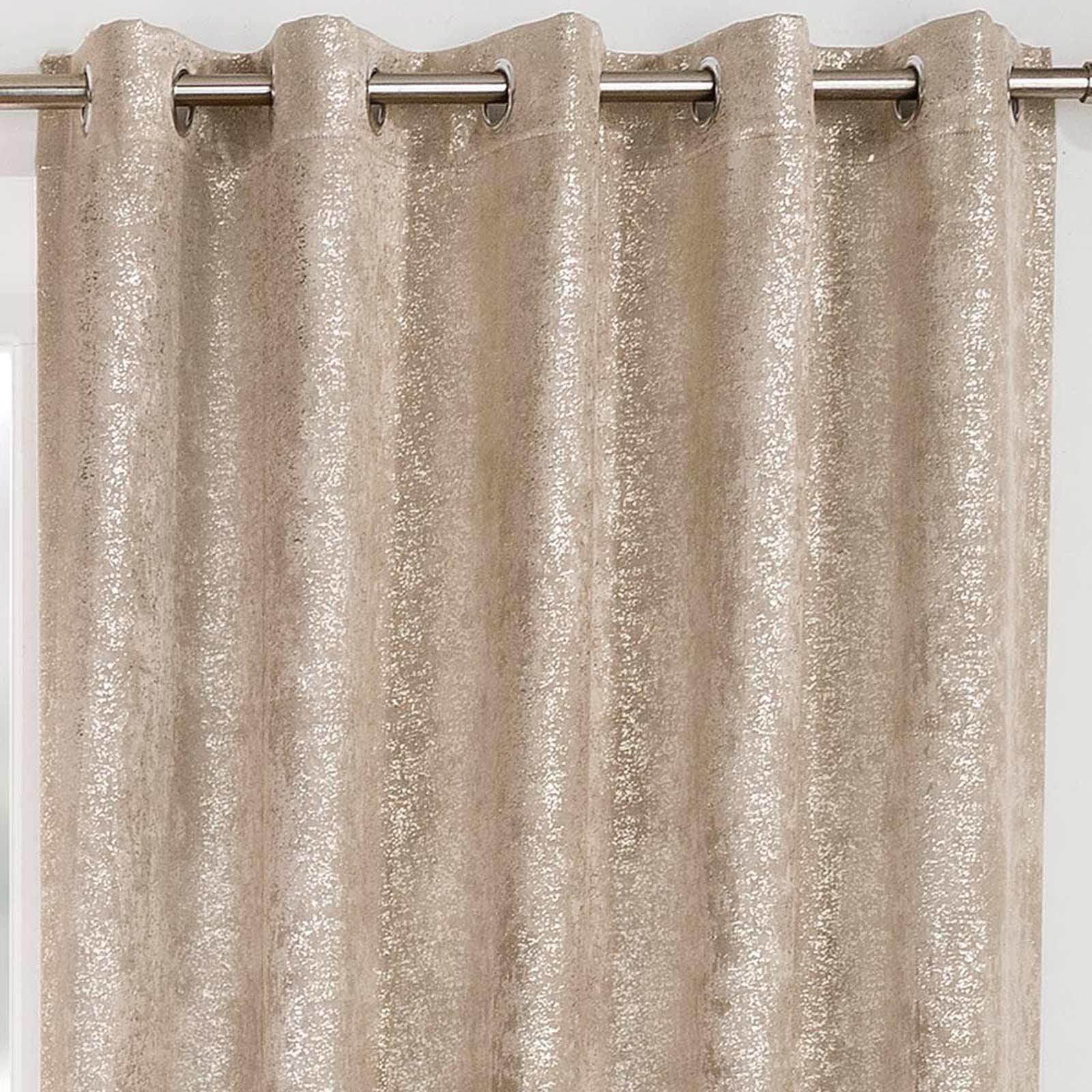 Gold Eyelet Curtains Metallic Sparkle Thermal Block-Out Ready Made