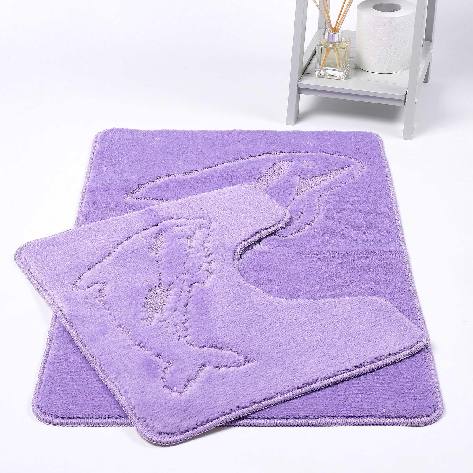 Non Slip 2 Piece Bath Mat Sets Dolphin Super Soft Bathroom Shower