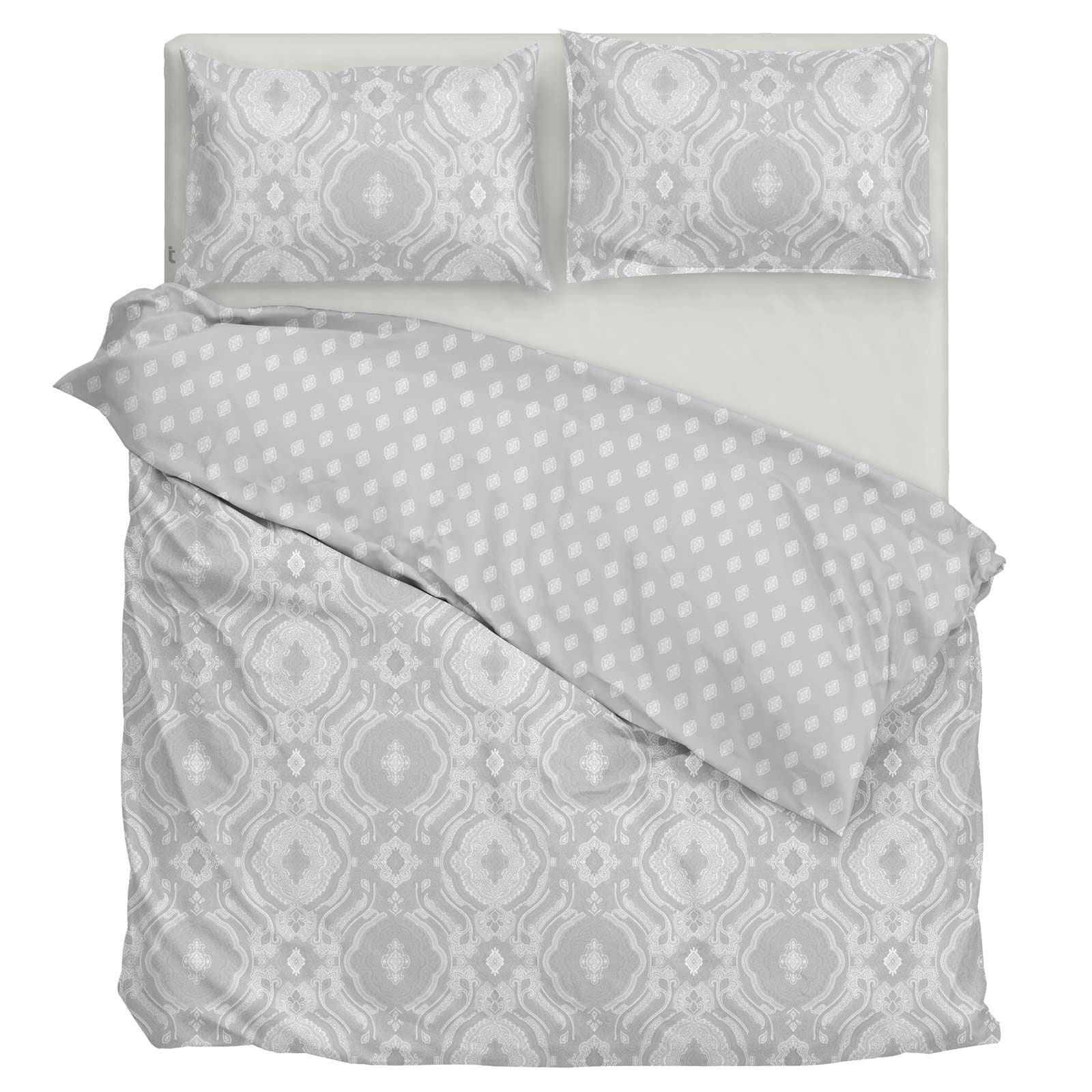 Silver Duvet Cover Grey Printed / Jacquard Quilt Set Bedding Covers