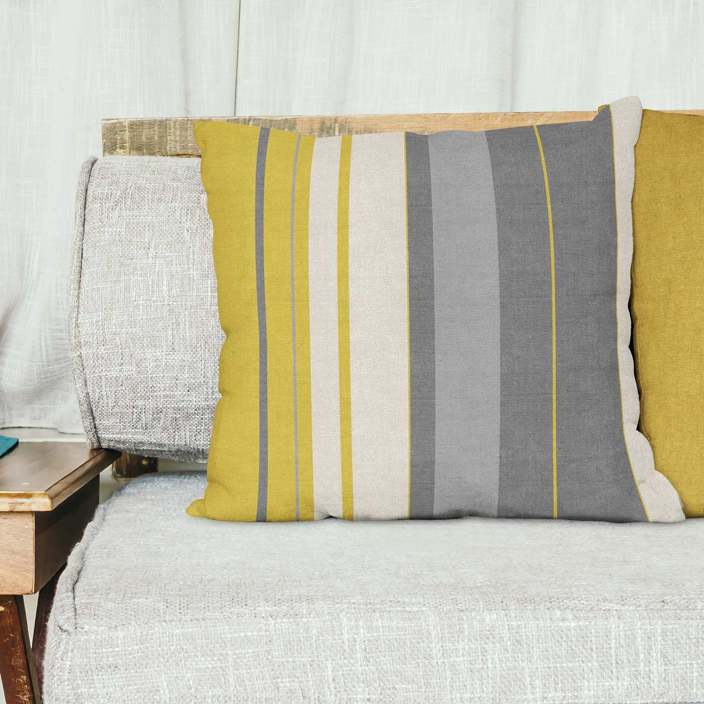 Grey Ochre Mustard Cushion Cover Collection 17"/18" Covers Filled
