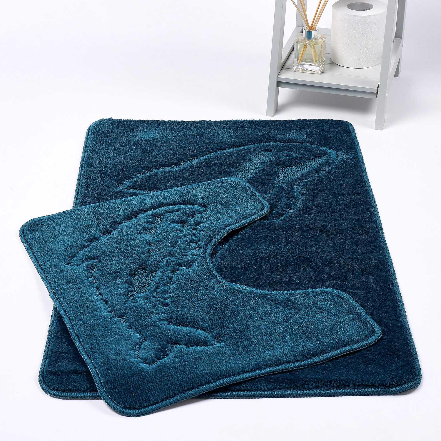 Non Slip 2 Piece Bath Mat Sets Dolphin Super Soft Bathroom Shower