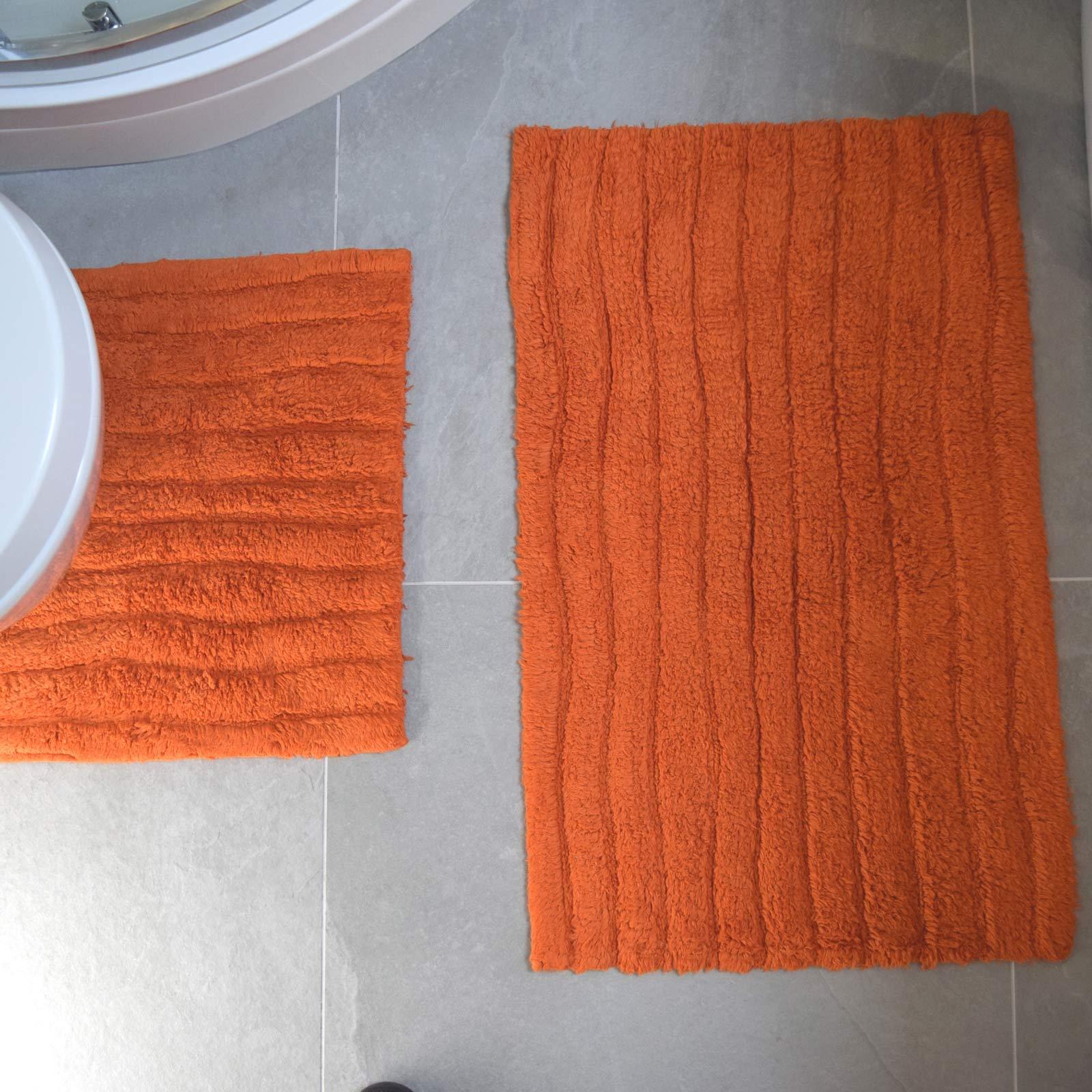 2 Piece Bath Mat Pedestal Set Ribbed 100 Cotton Bath Toilet Bathroom
