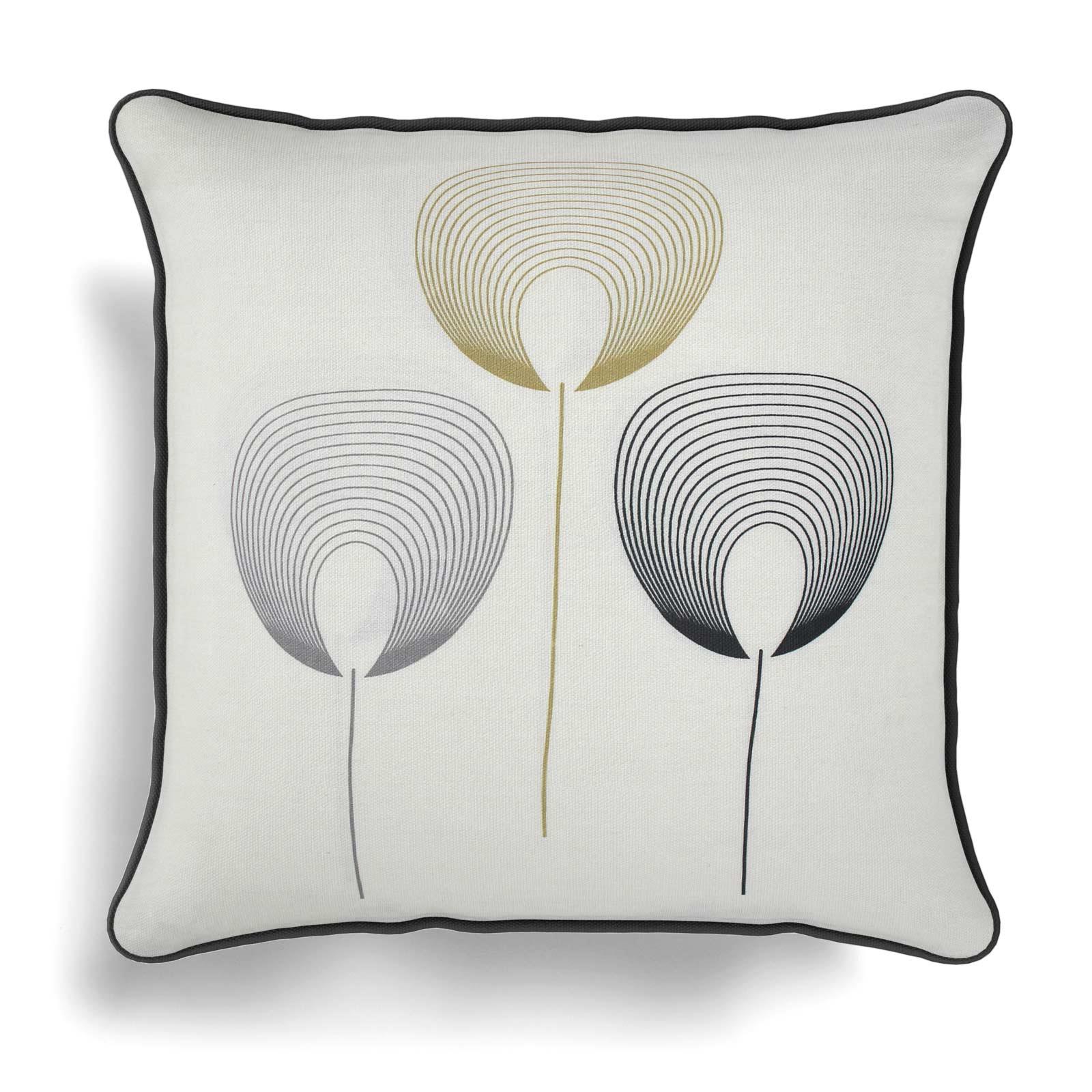 Set of 2 Cushion Covers Ochre Grey Cream Geometric Modern Cover Pairs