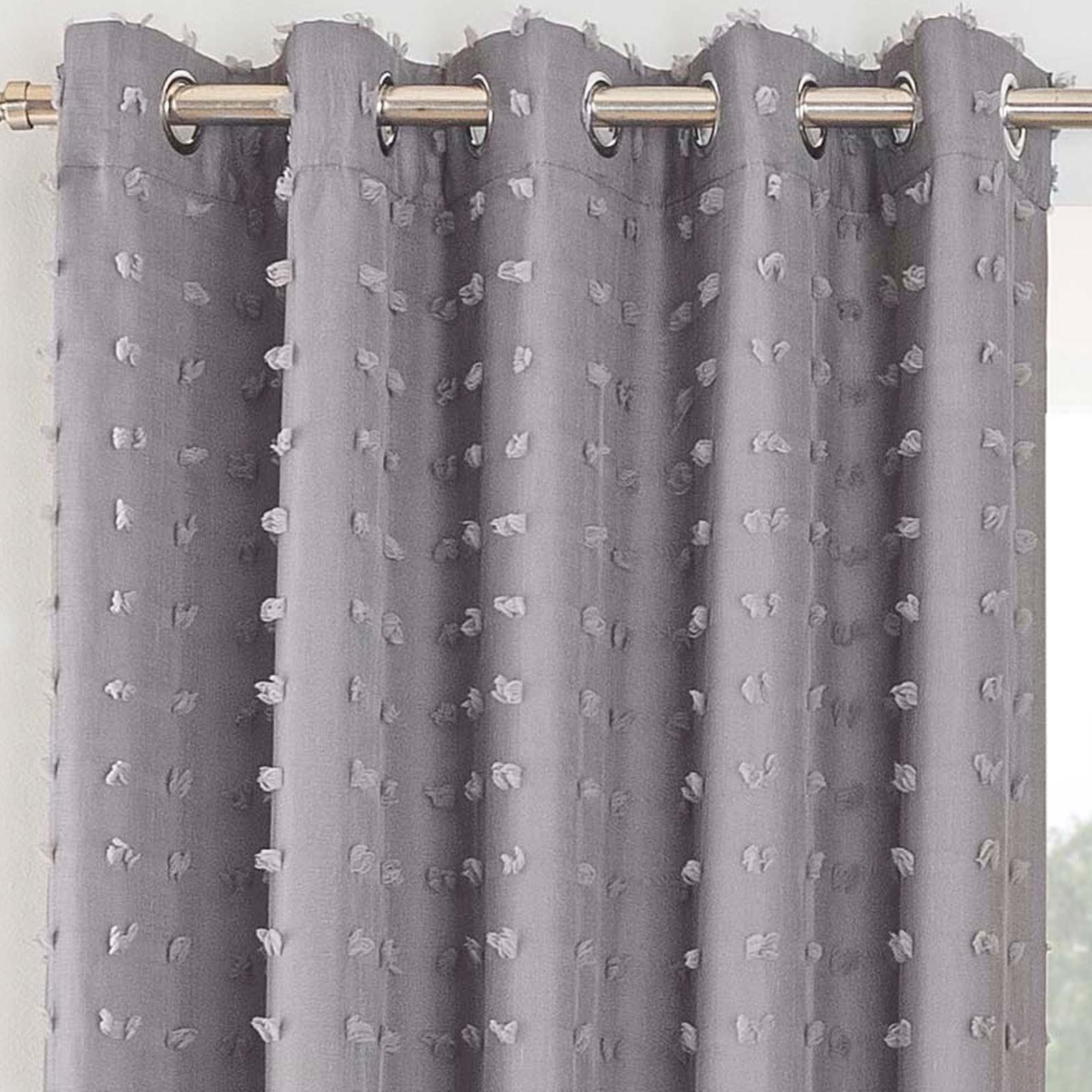 Suede Look Silver Grey Egyptian Cotton Ready Made Curtains 90x90