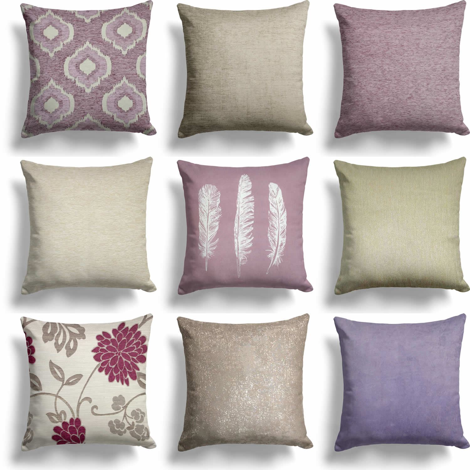 Heather Lilac Natural Cream Cushion Covers 18"x18" (45cm x 45cm) Cover