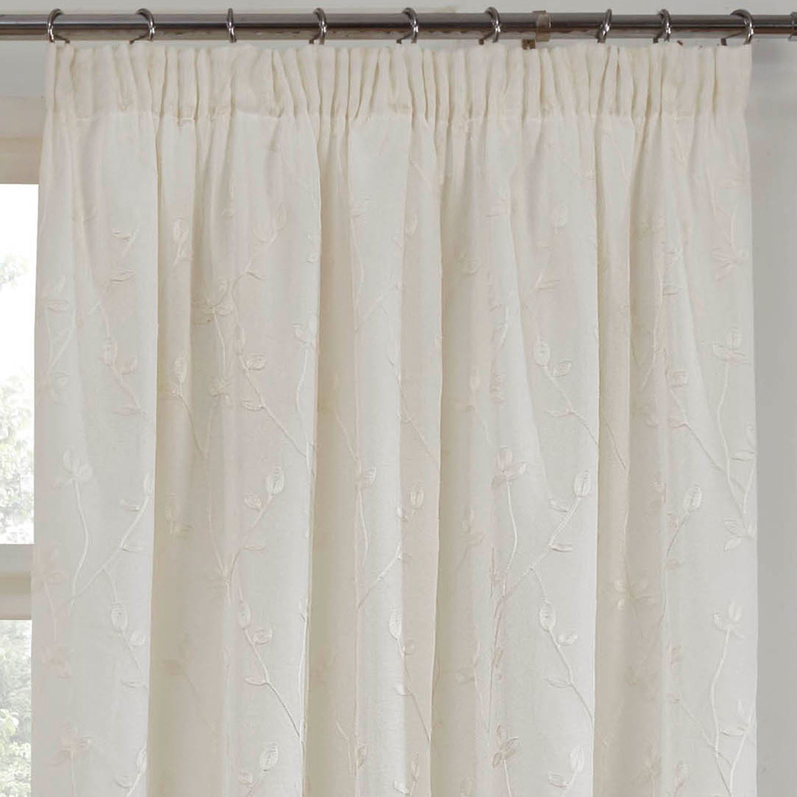 Cream Lined Voile Curtains Ivory Como Floral Tape Top Voiles Pencil