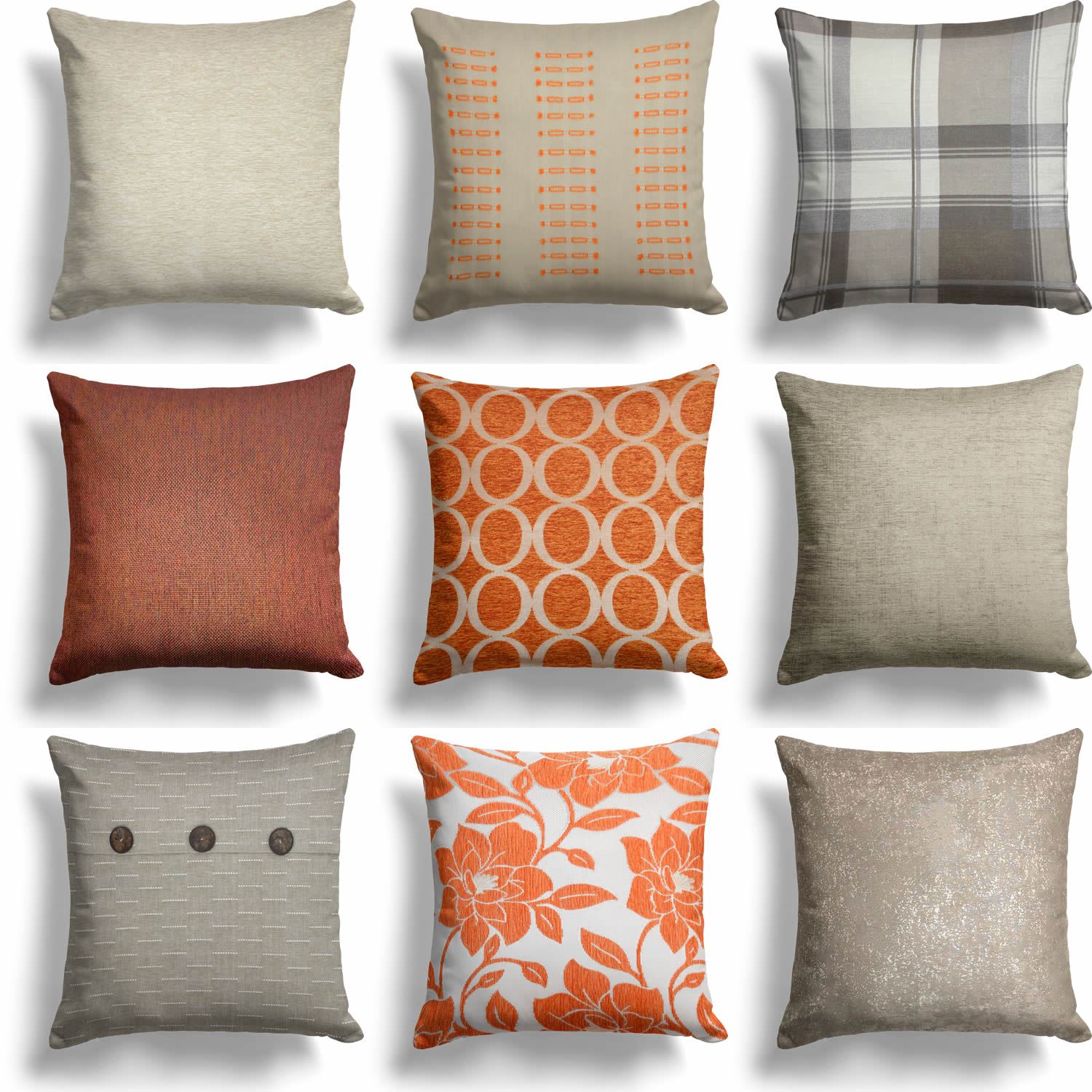 Orange Terracotta Natural Cream Cushion Covers 18"x18"(45cmx45cm) Cover