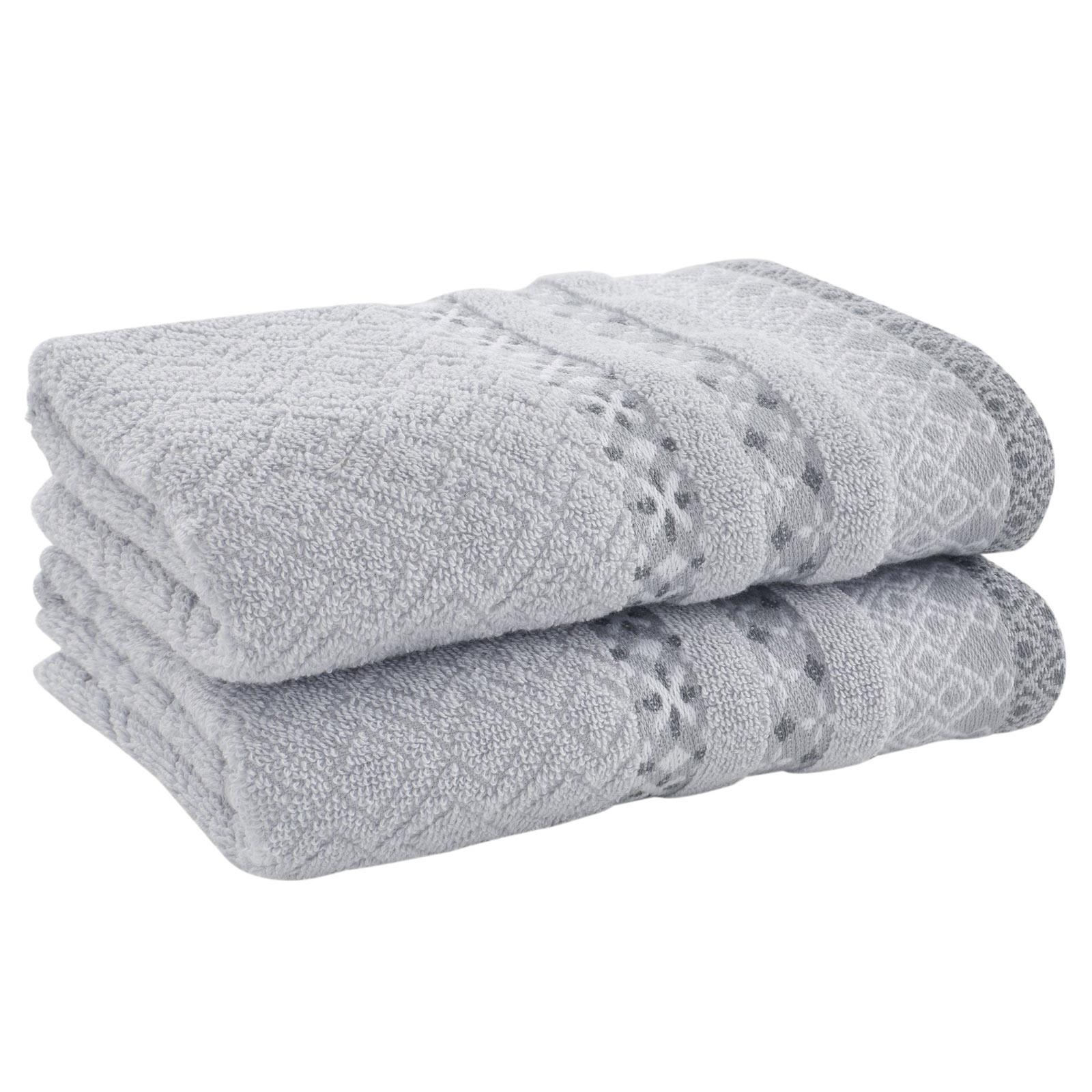 Catherine Lansfield Malawa Geo Grey Towels Silver Luxury Bathroom Towel