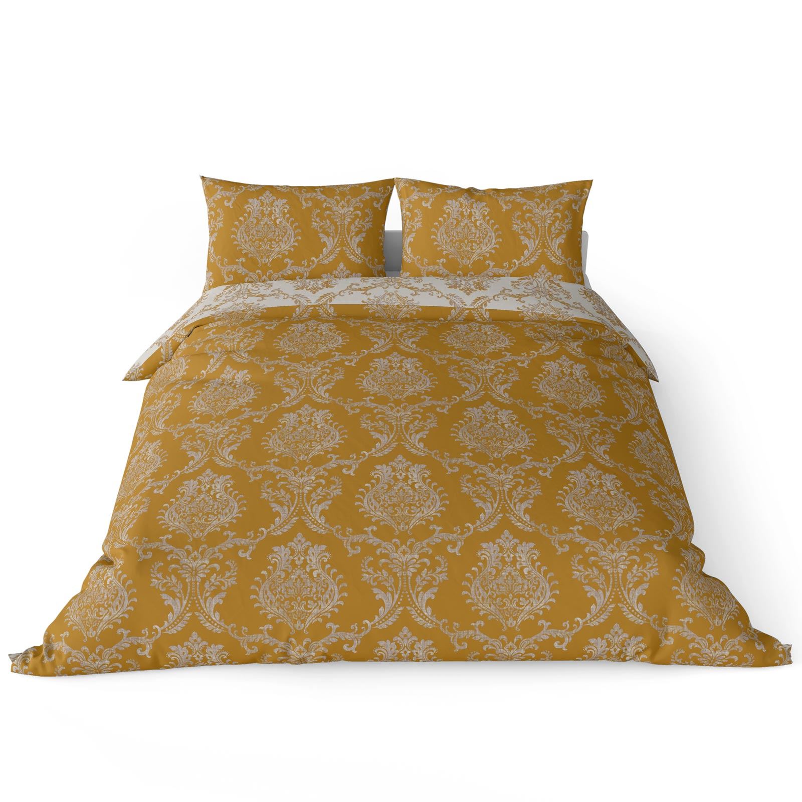 Gold Duvet Cover Mustard Yellow Printed / Jacquard Quilt Set Bedding