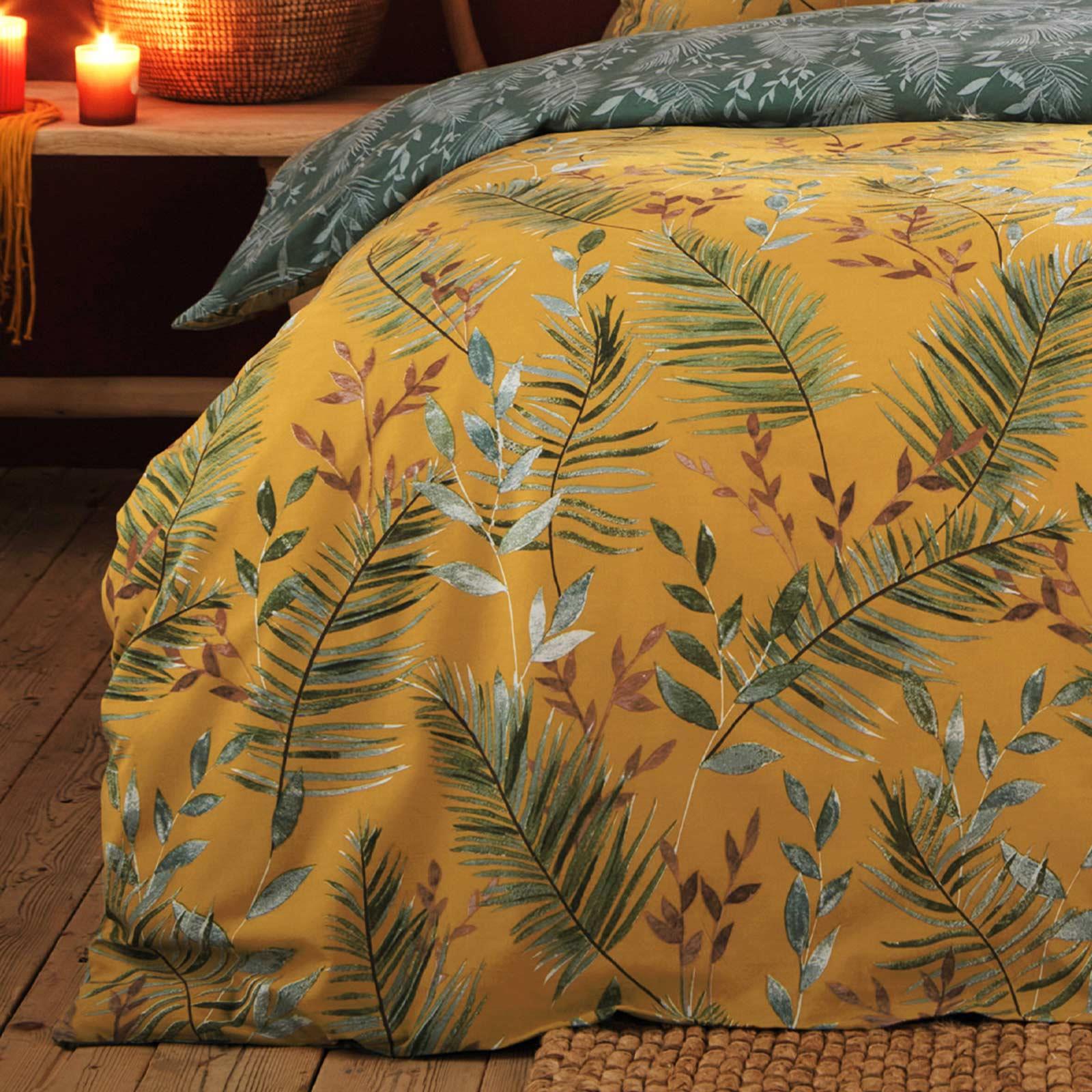 Mustard Duvet Covers Mazari Jungle Palm Leaf Quilt Cover Bedding Sets