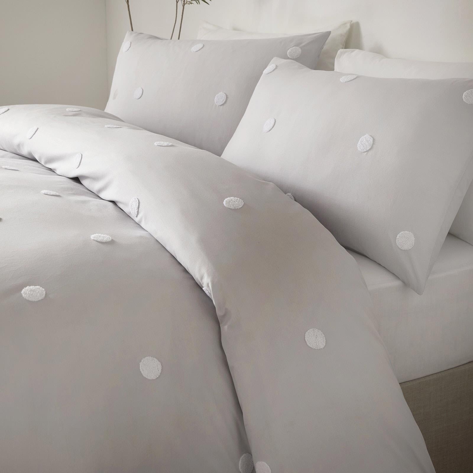 Grey Duvet Covers Tufted Spots 100 Cotton Textured Quilt Cover Bedding