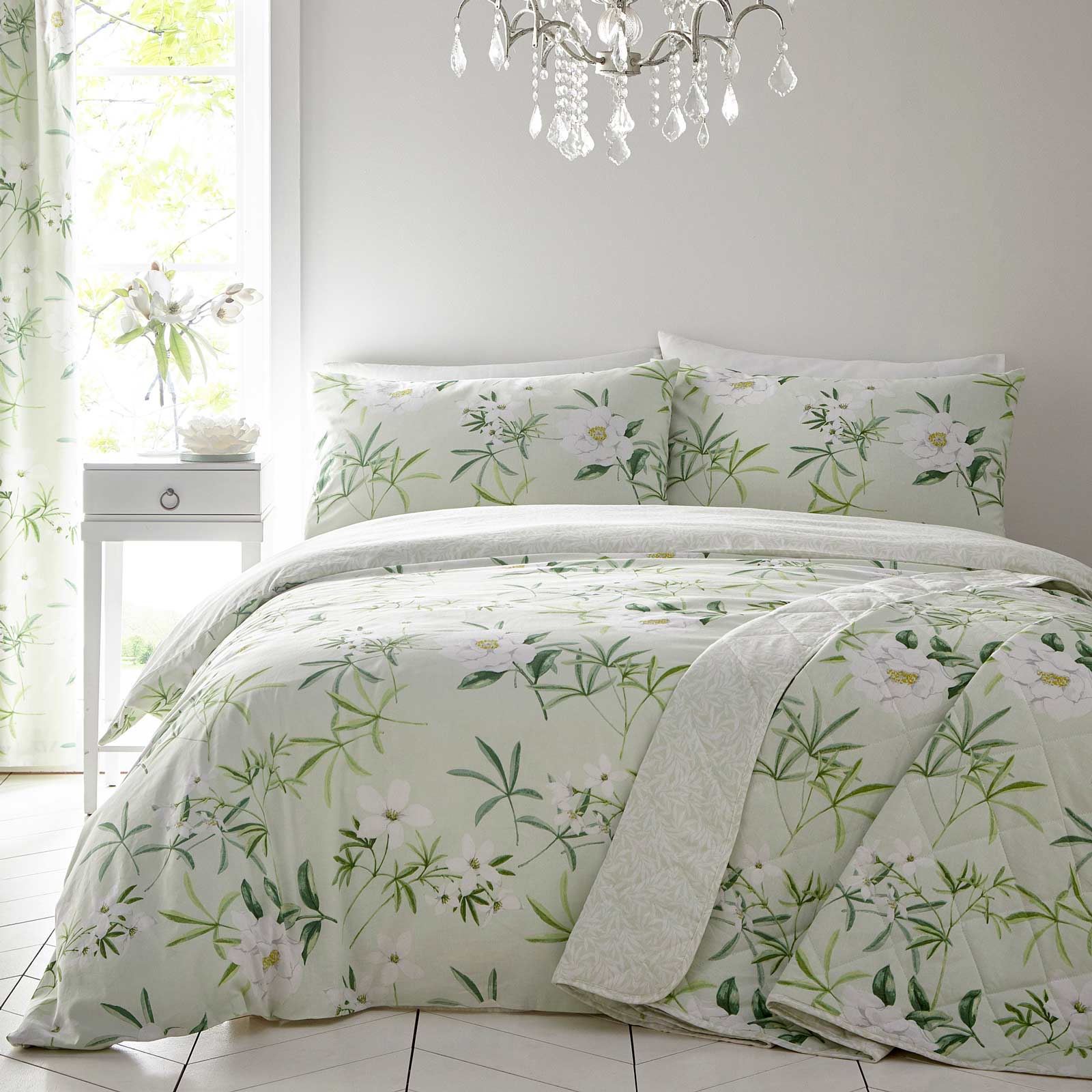 Duvet Covers Quilt Set Green Floral Leaf Cotton Blend Bedding Sets eBay