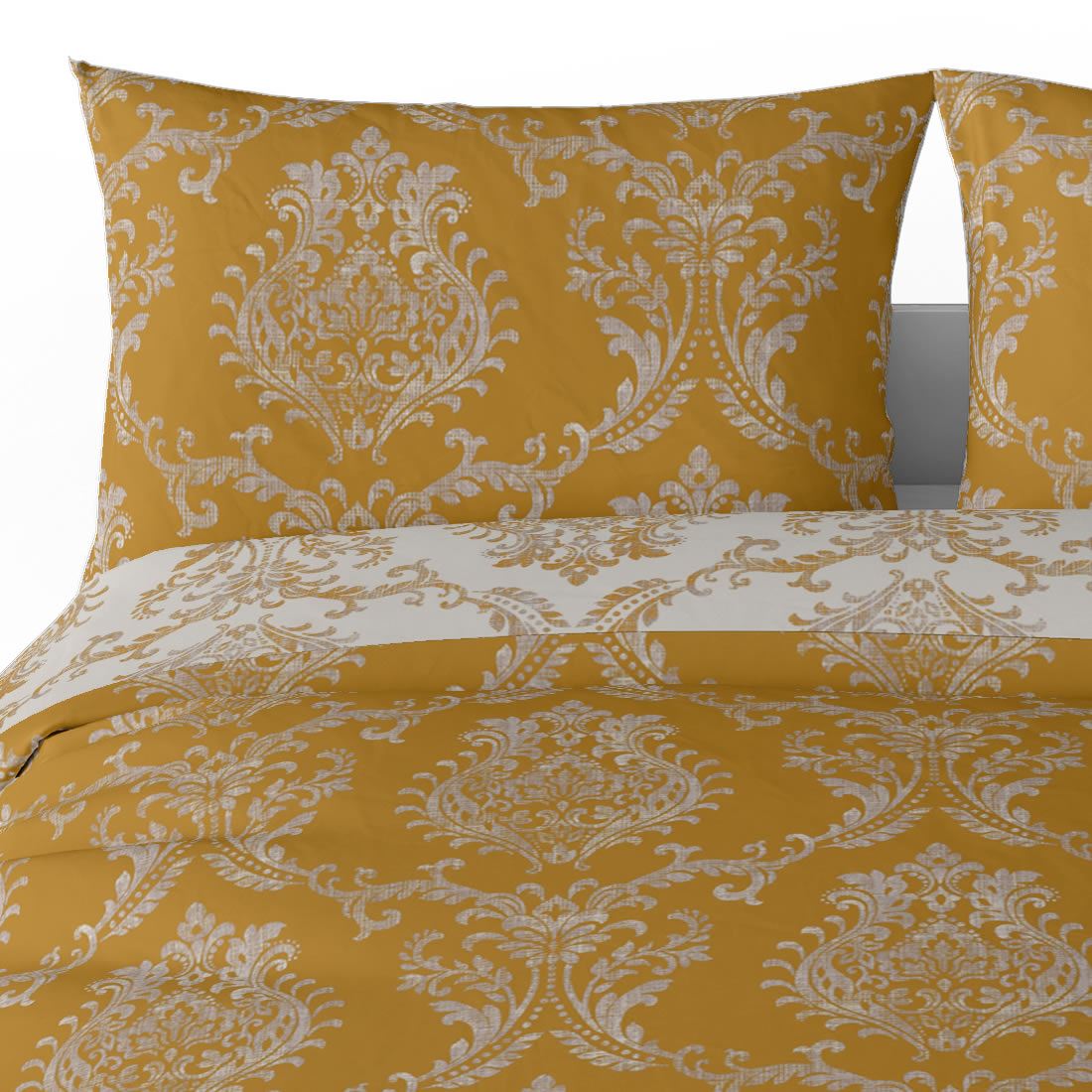Gold Duvet Cover Mustard Yellow Printed / Jacquard Quilt Set Bedding