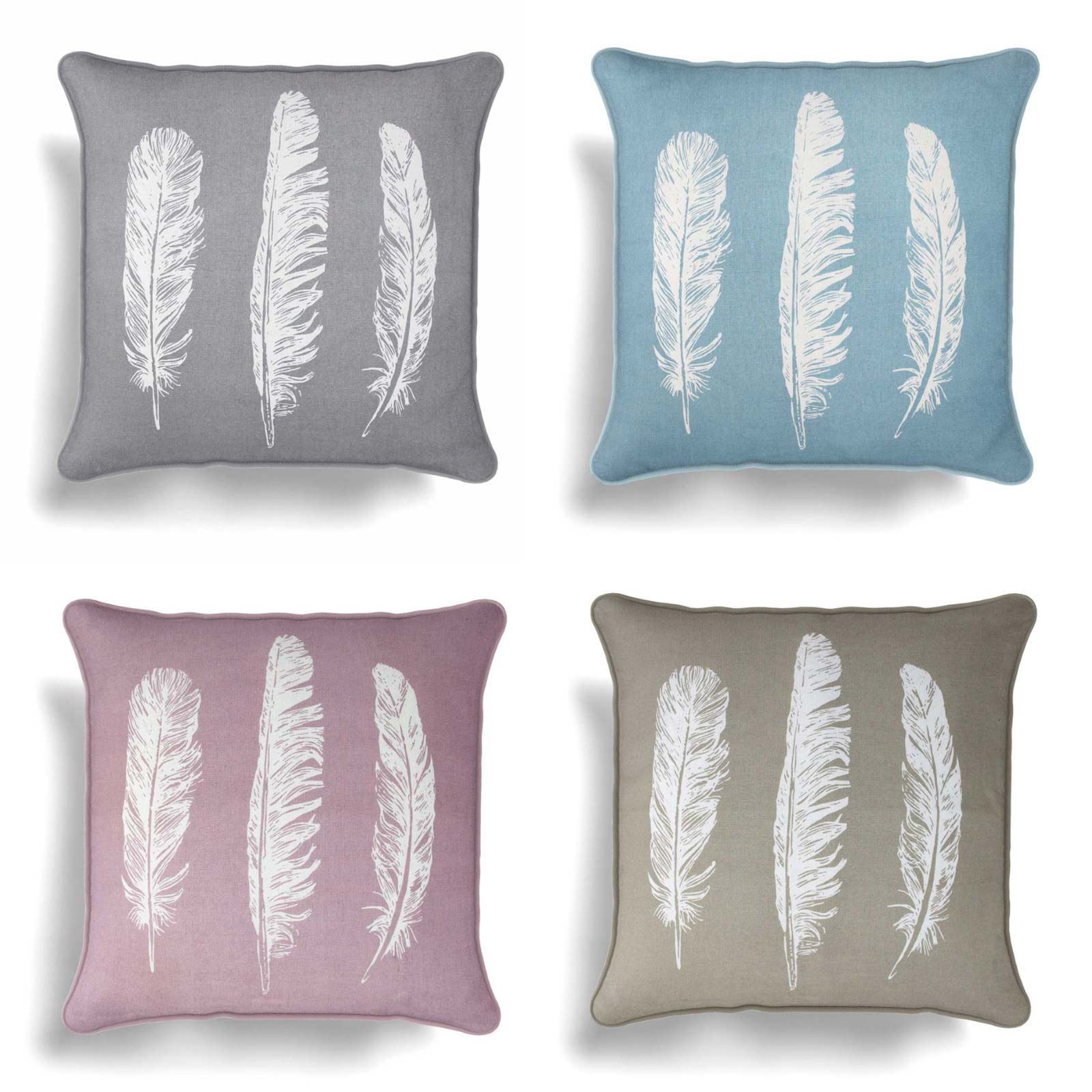 Crossbill Cushion Cover Modern Feather Printed Cotton Cushion