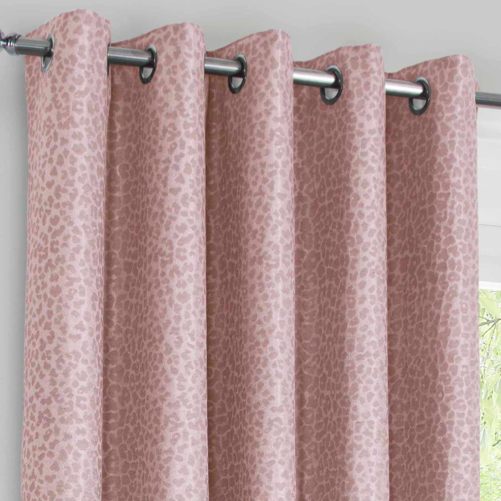 One Pair Of AFRICA Textured Animal Stripe Eyelet Ringtop Header Lined Curtains