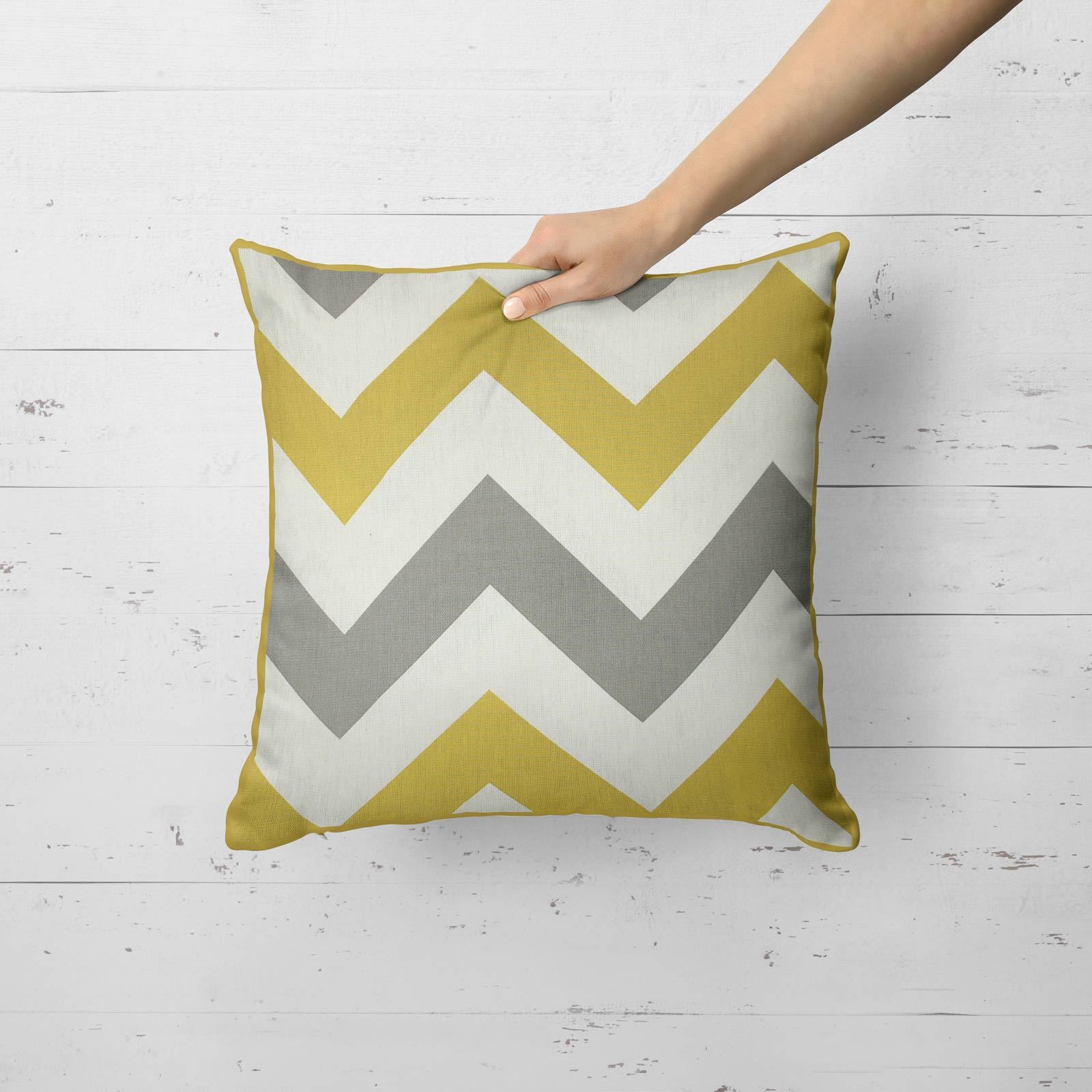 Grey Ochre Mustard Cushion Cover Collection 17"/18" Covers Filled