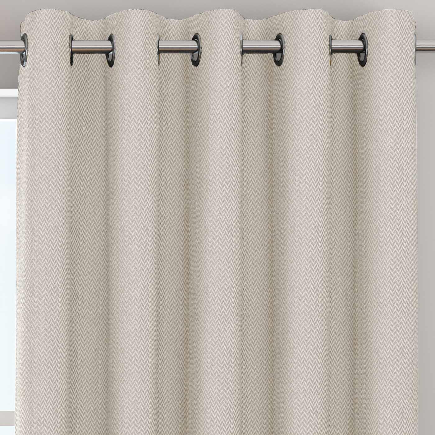 Cream Eyelet Curtains Thermal Herringbone Ready Made Cosy Ring Top