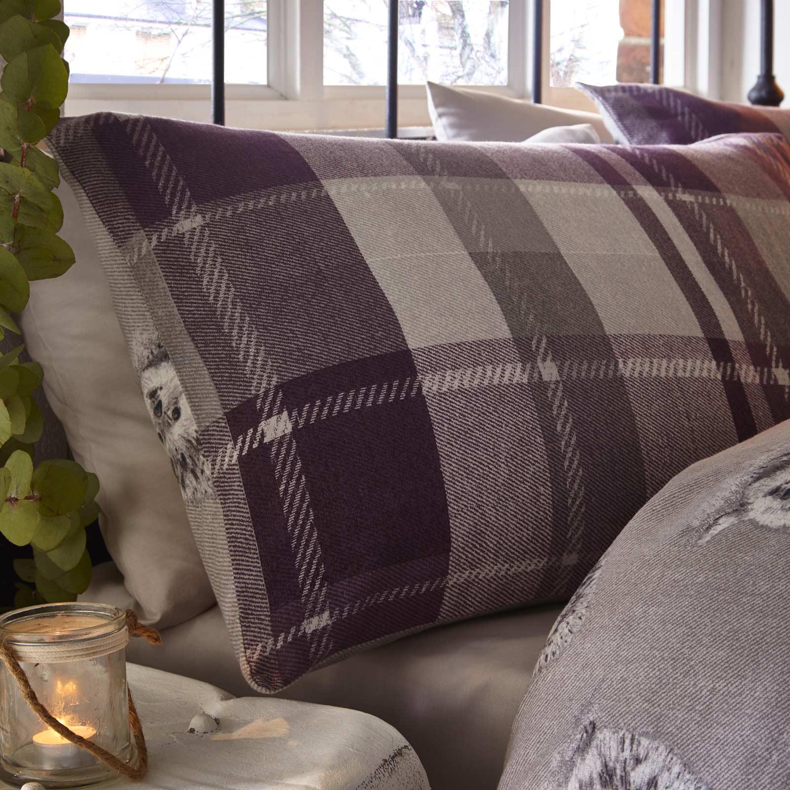 Violet Housses De Couette Tartan Flanelle Coton Brossé Avec Housse de couette Ensembles De Literie