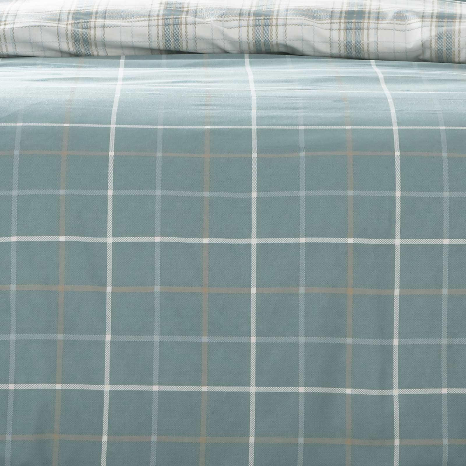 Duck Egg Duvet Covers Tartan Reversible Checked Blue Quilt Cover
