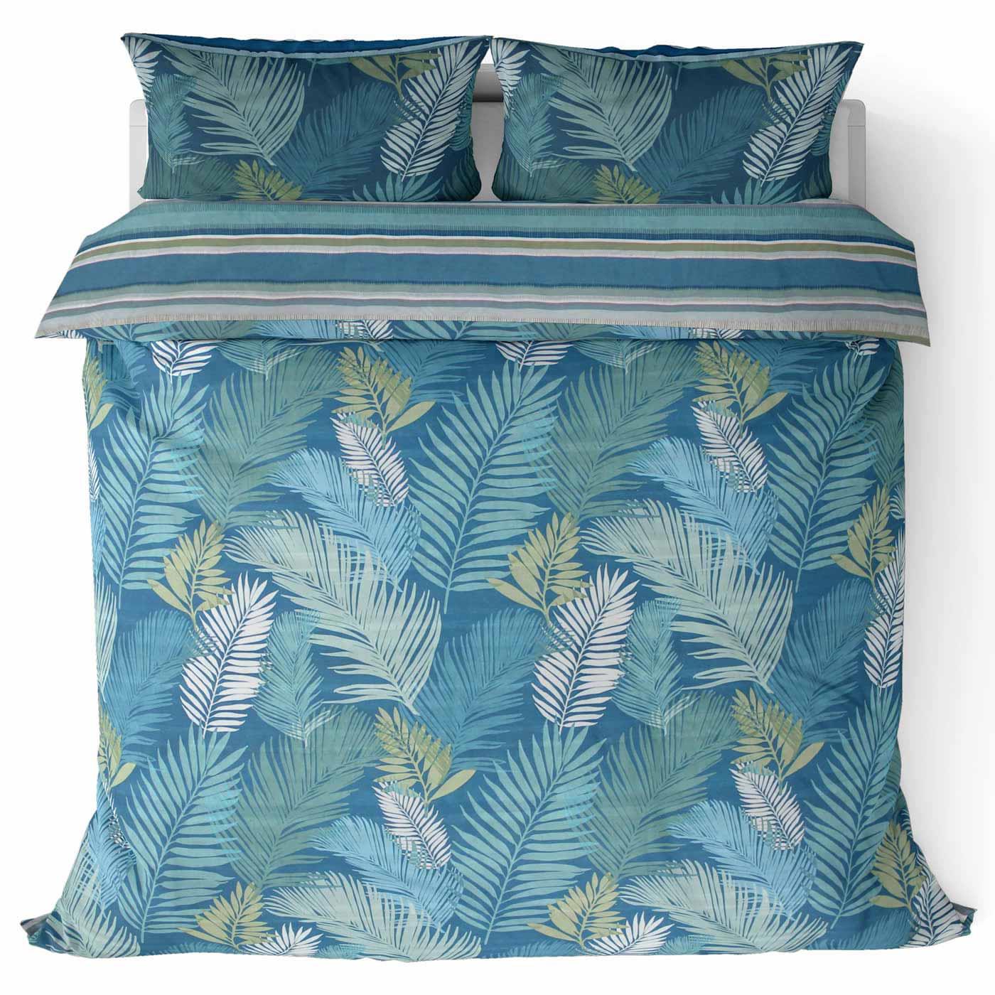 Teal Duvet Covers Blue Tropical Palm Leaf Reversible Quilt Cover