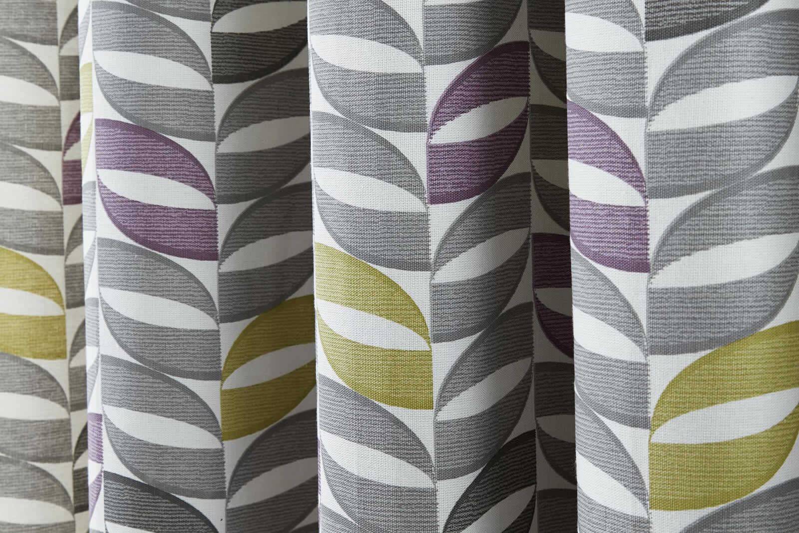 Copeland Geometric Retro Lined Eyelet Curtains Ready Made Ringtop