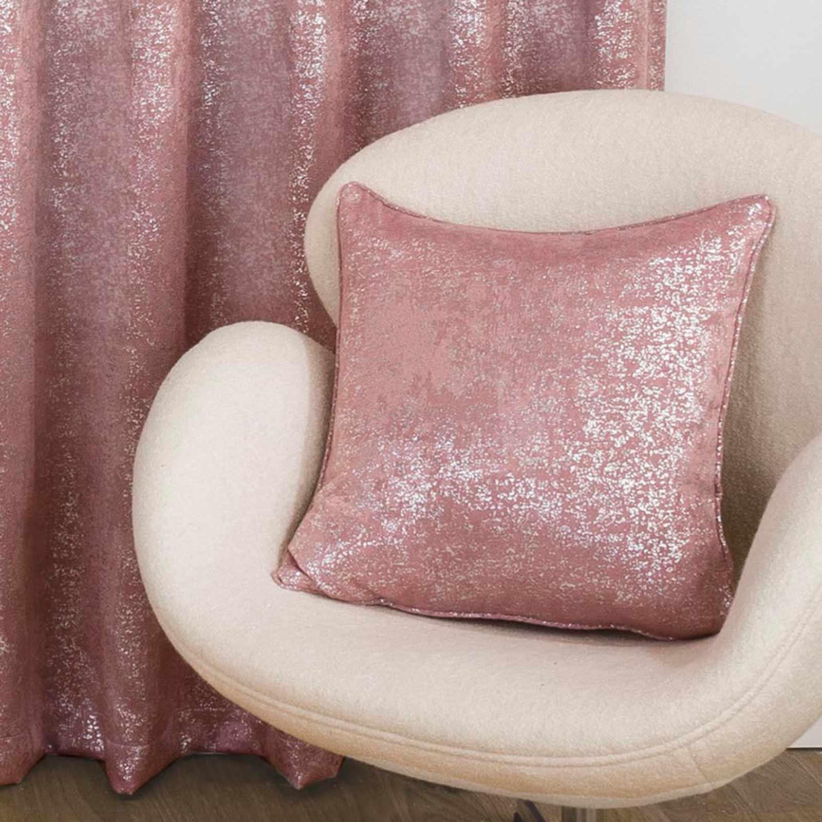 Pink Grey Eyelet Curtains Metallic Sparkle Thermal BlockOut Ready Made