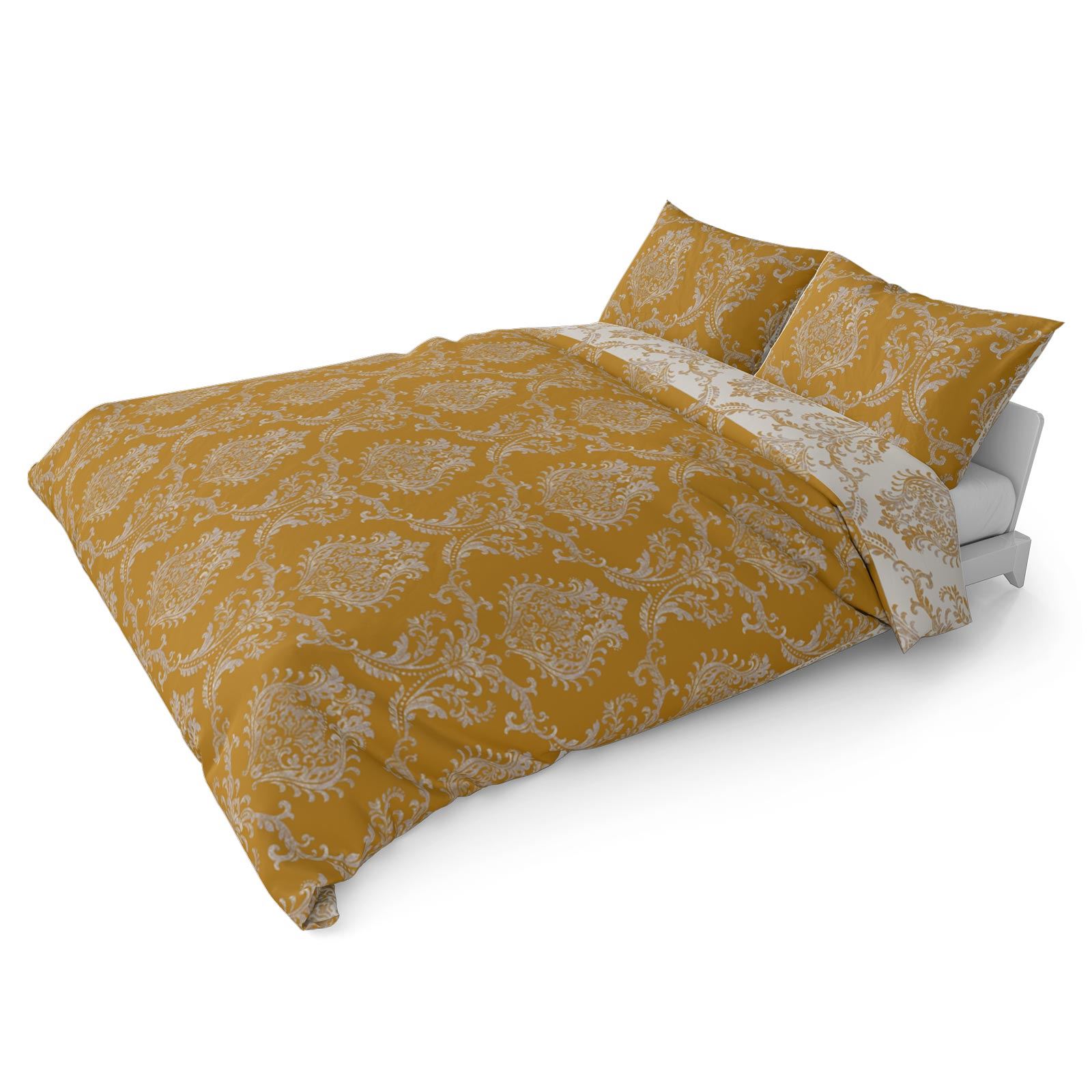 Gold Duvet Cover Mustard Yellow Printed / Jacquard Quilt Set Bedding