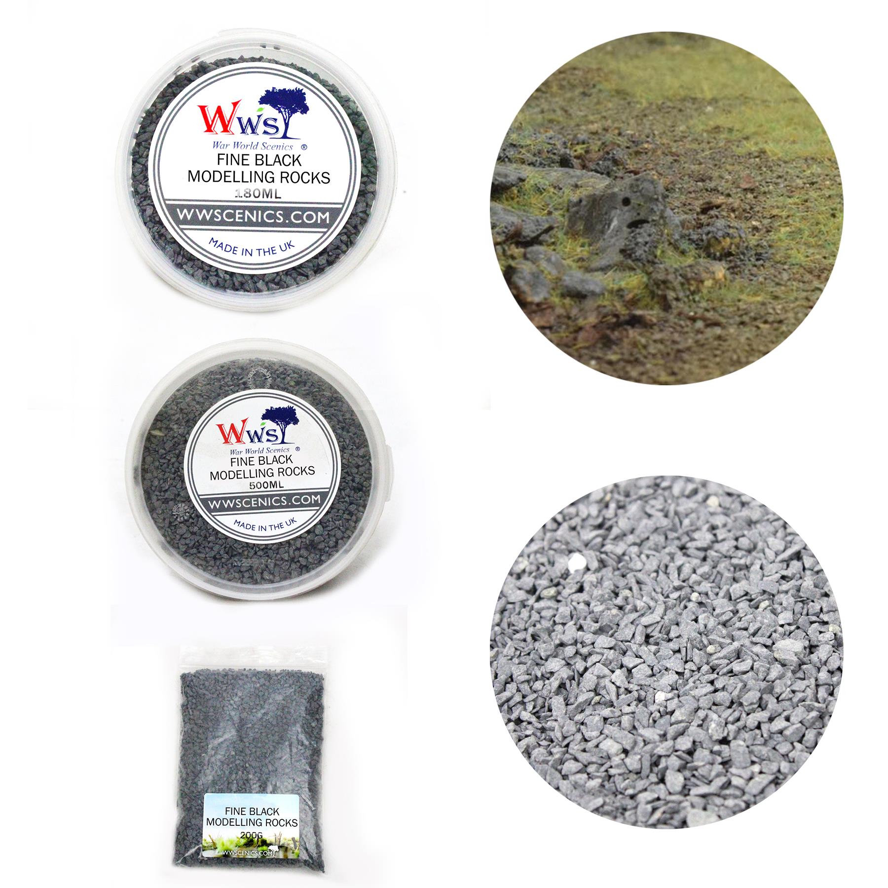 Fine Black Modelling Rocks 1-3mm | Wargame Scenery & Basing Material - Picture 26 of 27