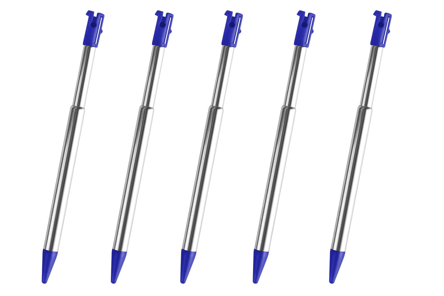 5x 3DS Blue Silver Stylus Metal Retractable Touch Pen for Nintendo