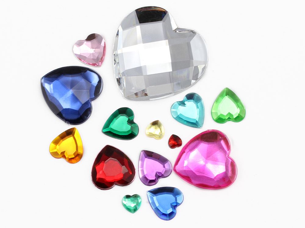 60mm Large Heart Acrylic Flat Back Rhinestones Cosplay Props Plastic Gems 2PCS