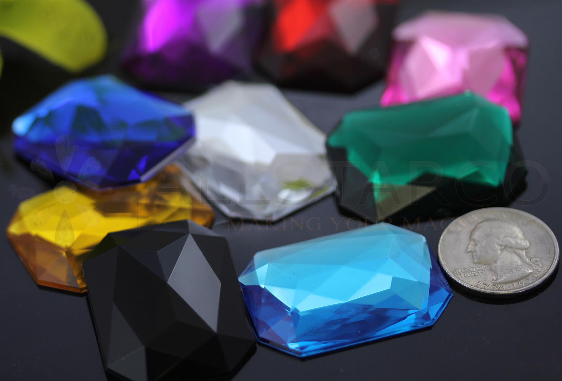 Gemas octágonas acrílicas traseras planas 40X30 mm pedrería joyas artesanales - 4 piezas - Imagen 19 de 51
