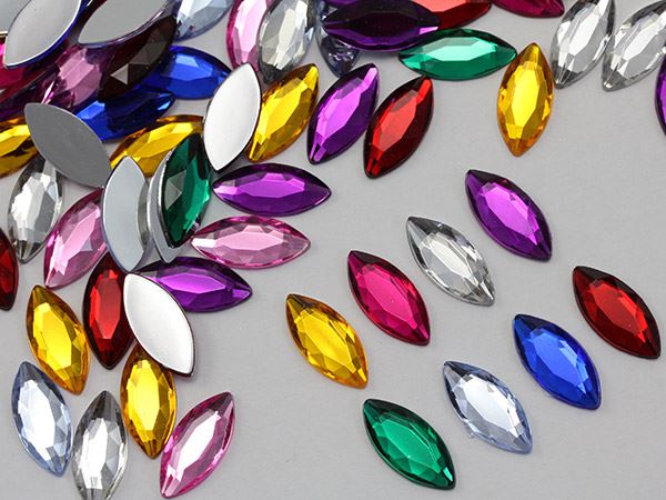 20x9mm Flat Back Navette Acrylic Rhinestone Plastic Face Gems Party Craft 25Pcs - Picture 12 of 48