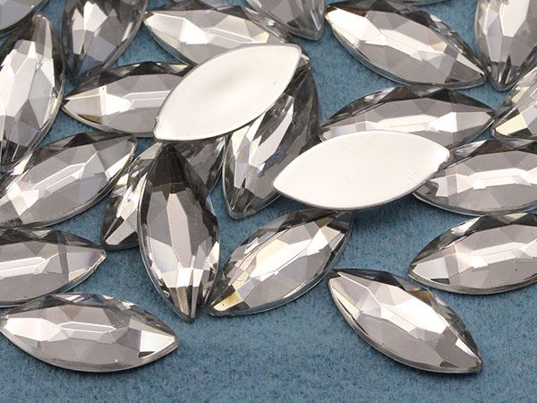 20x9mm Flat Back Navette Acrylic Rhinestone Plastic Face Gems Party Craft 25Pcs - Picture 13 of 48