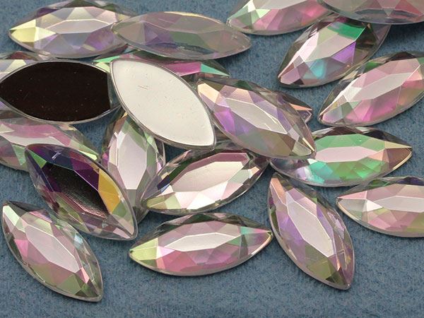 20x9mm Flat Back Navette Acrylic Rhinestone Plastic Face Gems Party Craft 25Pcs - Picture 17 of 48